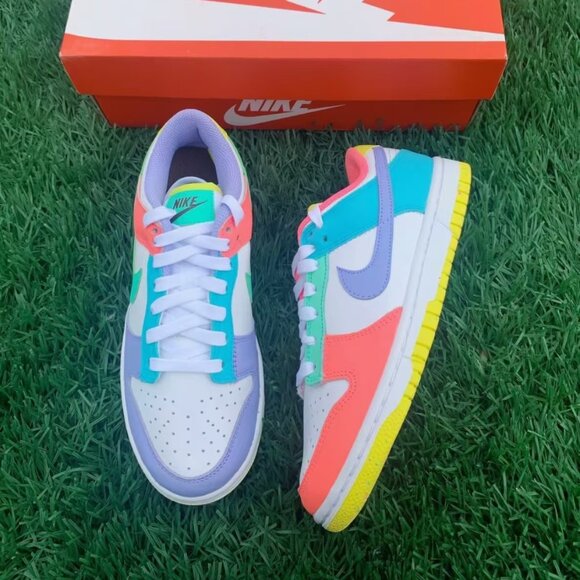 Nike Dunk Low "Easter Multi-Color" - Asymmetrical Pastel Patchwork Sneakers - Picture 3 of 5